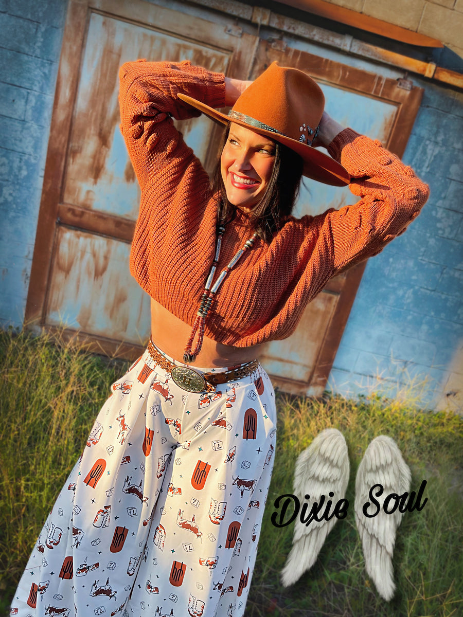 Cropped Sweater In Rust – Dixie Soul - Western Boutique
