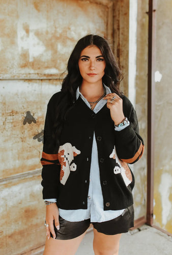 HEREFORD CATTLE CARDI IN BLACK