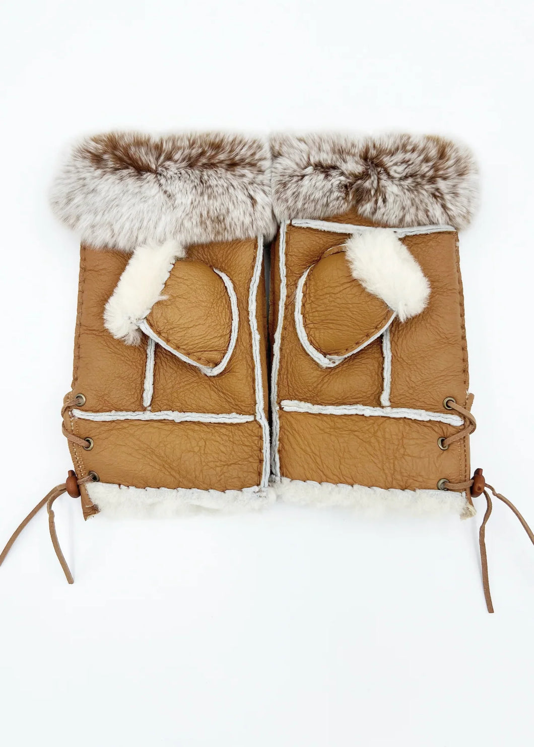 Handsfree Shearling & Rabbit Texting Gloves