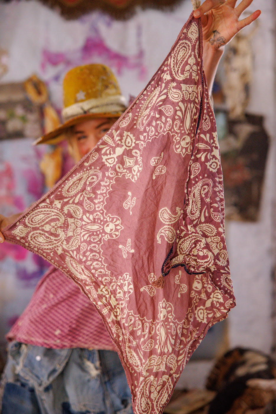 SCARF 229 | Paisley Tassel Scarf | Color: Plum