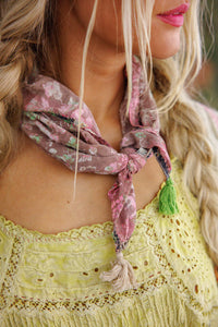 Scarf 231 Tassel Handkerchief Chocolate Poppy