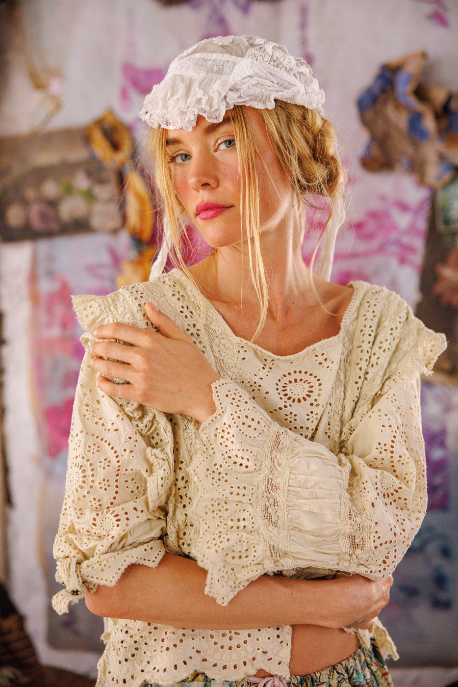 TOP 2159 | Eyelet Rosario Blouse | Color: Moonlight