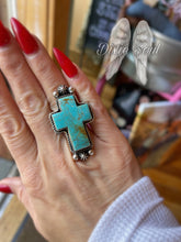 Load image into Gallery viewer, Turquoise Cross Ring