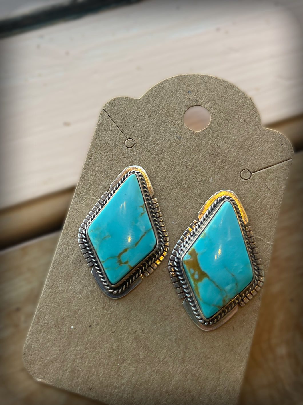 Diamond Shaped Turquoise Studs