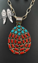 Load image into Gallery viewer, Turquoise and Coral Pendant