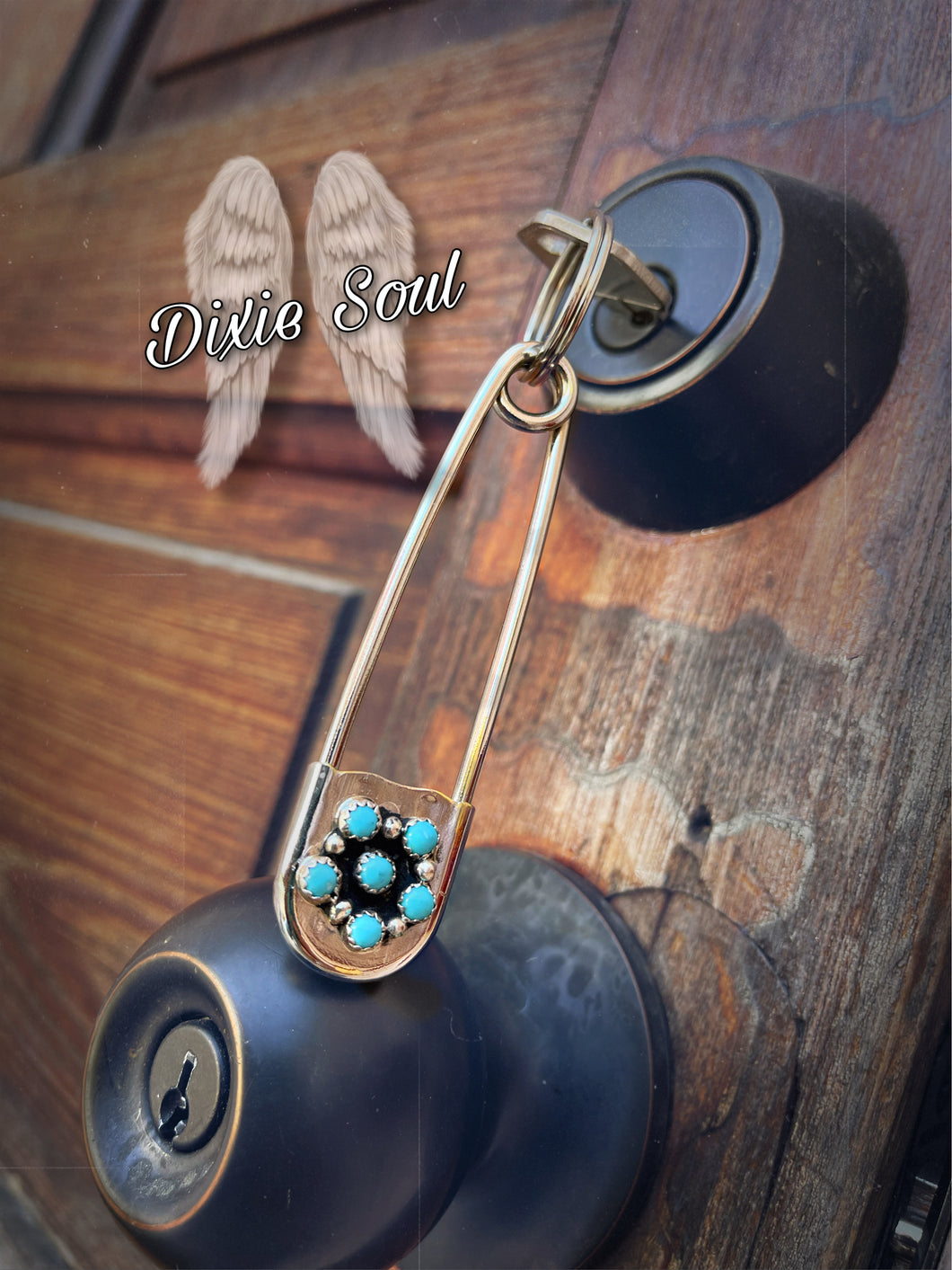 Turquoise Safety Pin Key Chain